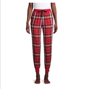 Festive red white and black plaid joggers